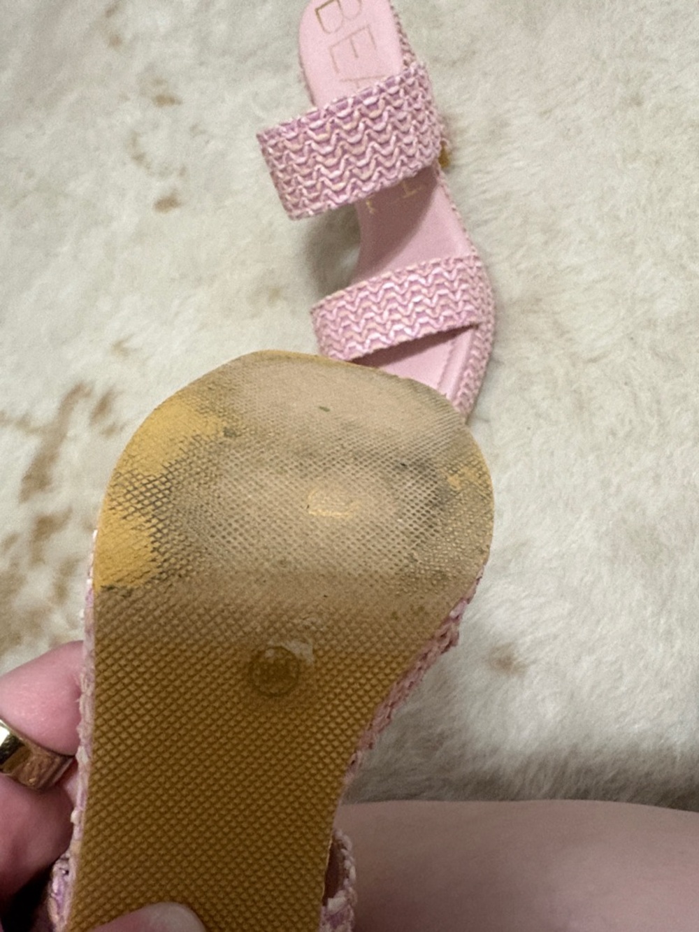 Beach Pink Woven Double-Band Slide Mules - Picture 3 of 7